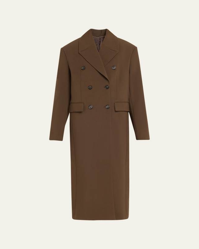 Double-Breasted Oversized Wool Midi Coat