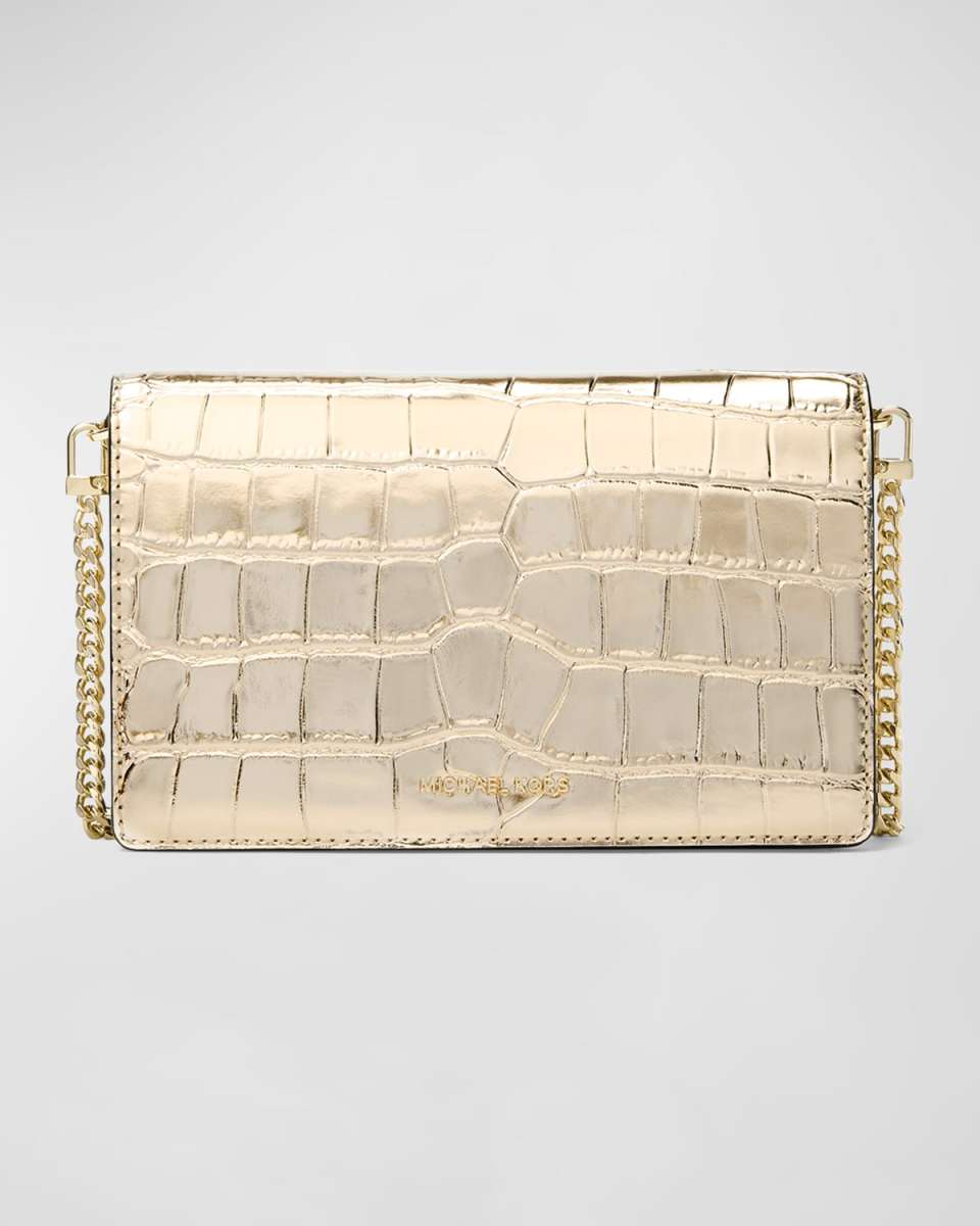 Jet Set Metallic Croc-Embossed Crossbody Bag