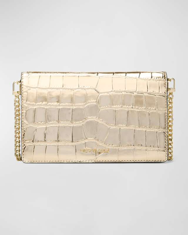Jet Set Metallic Croc-Embossed Crossbody Bag