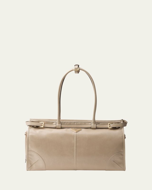 Large Buckle Leather Shoulder Bag