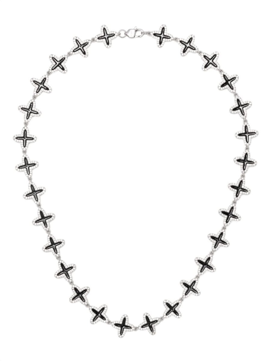 18kt white gold plated Clover diamond necklace
