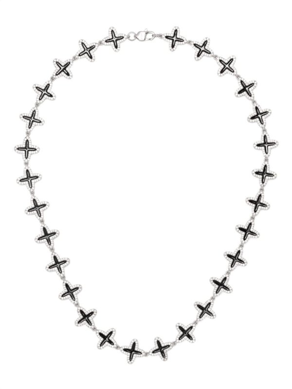 18kt white gold plated Clover diamond necklace