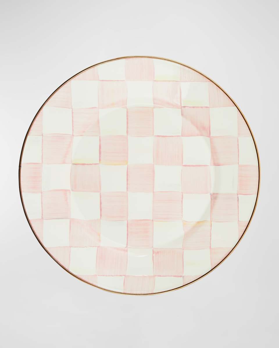 Rosy Check Enamel Dinner Plate