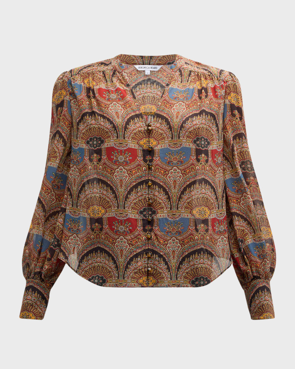 Esmeralda Long-Sleeve Silk Top