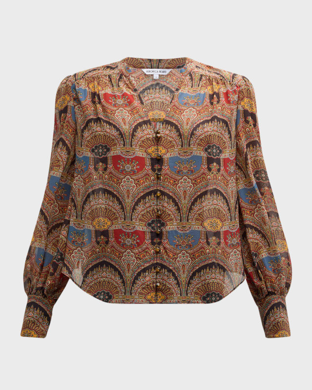 Esmeralda Long-Sleeve Silk Top