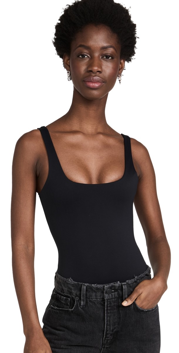 Good American Modern Tank Scuba Thong Bodysuit White001