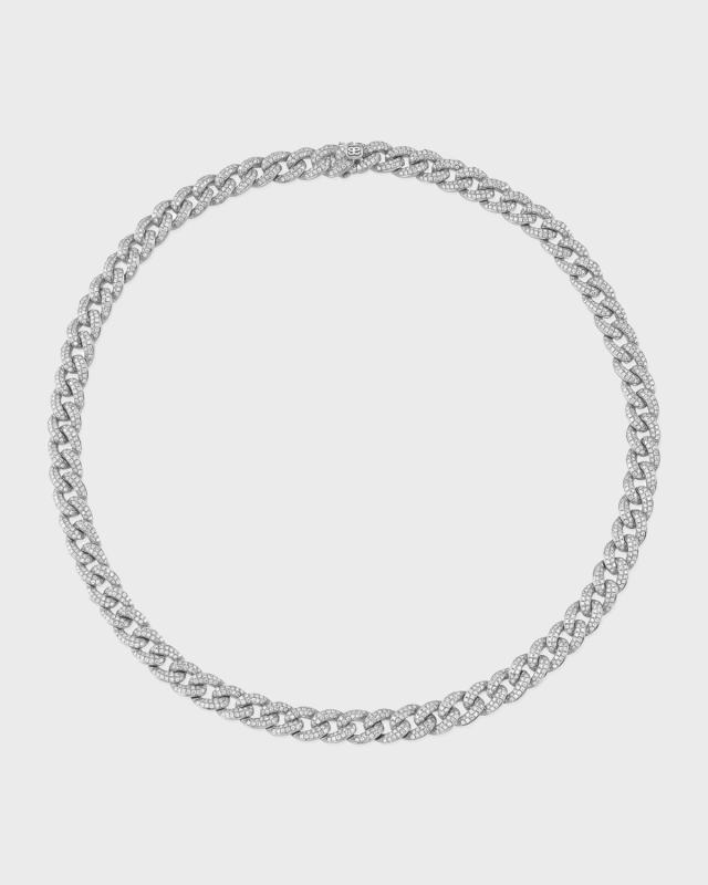 14k White Gold Diamond Pave-Link Necklace