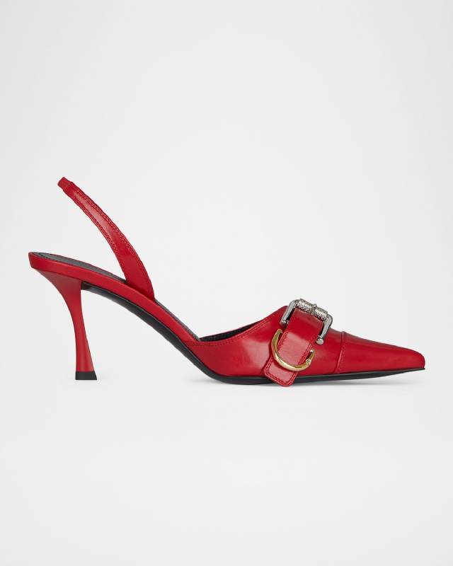 Voyou Leather Buckle Slingback Pumps