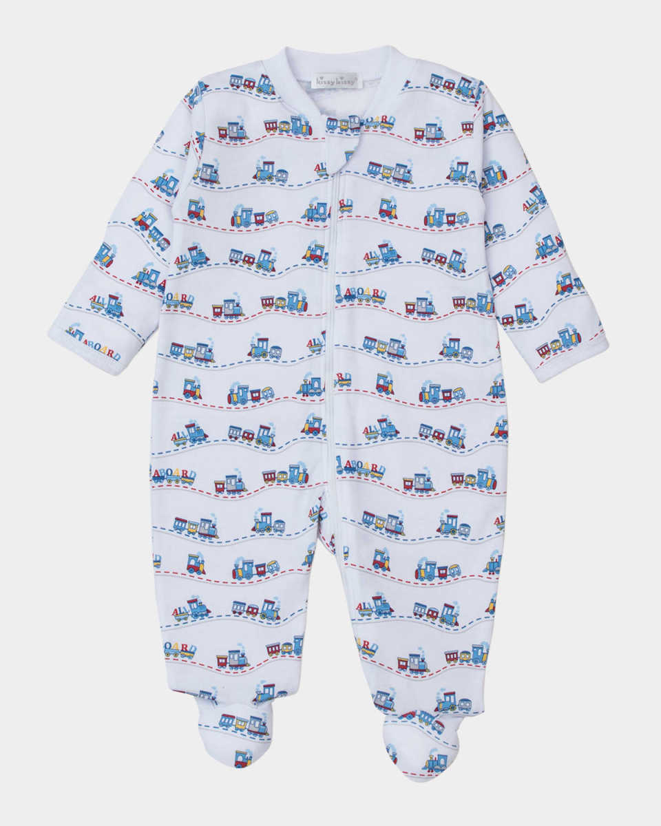 Boy's Rambling Railroad Printed Footie, Size Newborn-9M
