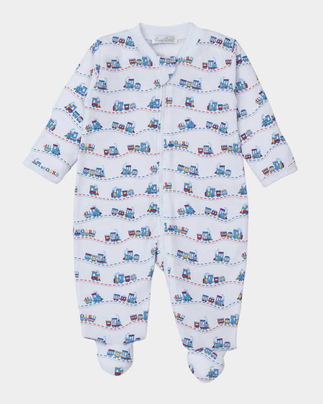 Boy's Rambling Railroad Printed Footie, Size Newborn-9M