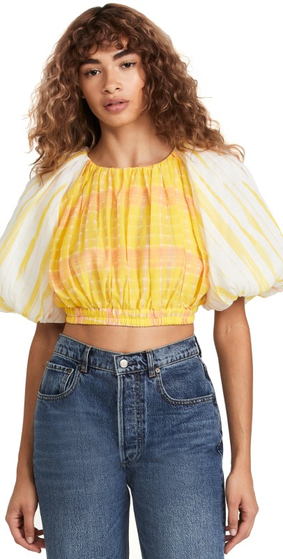 Aje Wilderness Cropped Top Yellow Check