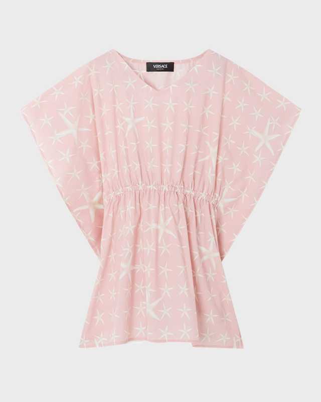 Girl's Starfish-Print Kaftan Coverup, Size S-M
