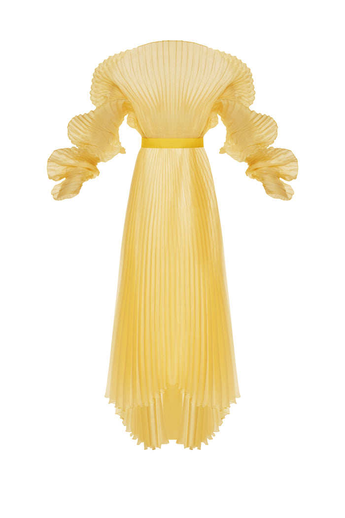 JAMEMME ALISHA PLEATED YELLOW DRESS