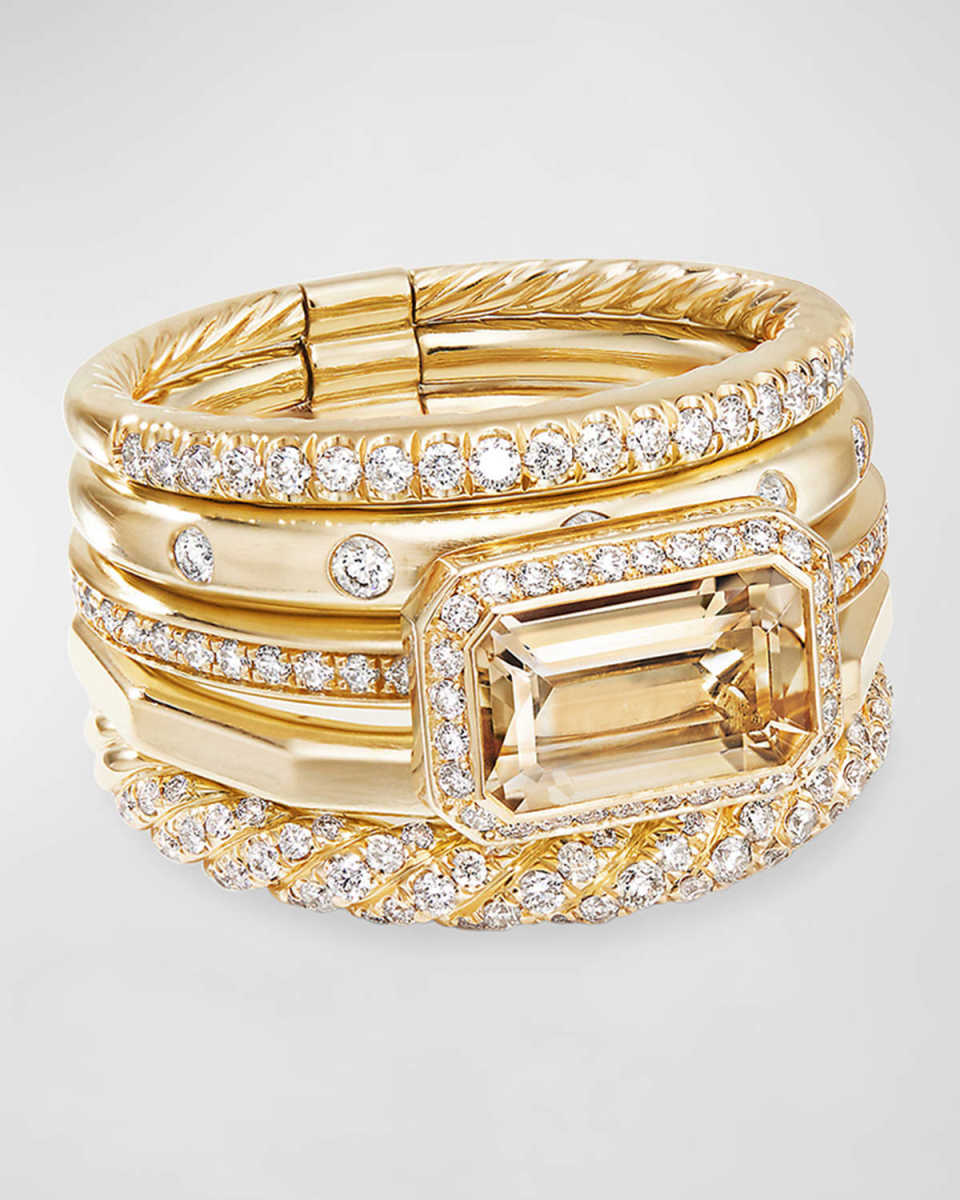 Stax Fine Cable 18k Ring w/ Diamonds & Tanzanite