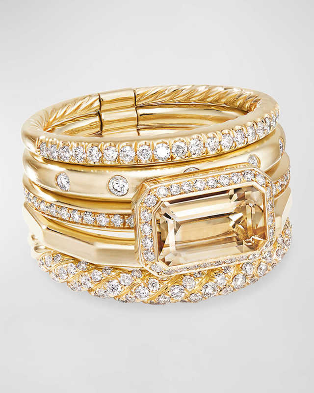 Stax Fine Cable 18k Ring w/ Diamonds & Tanzanite