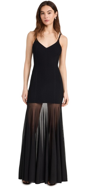 Brandon Maxwell The Katya Ribbed Knit Dress Black