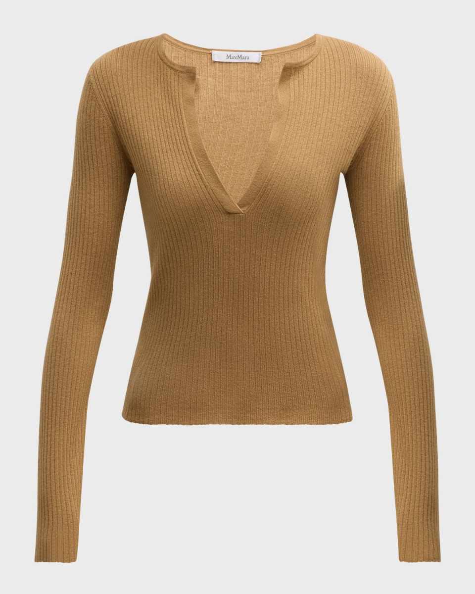 Urlo V-Neck Long-Sleeve Silk-Cashmere Rib Sweat