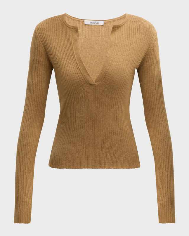 Urlo V-Neck Long-Sleeve Silk-Cashmere Rib Sweat