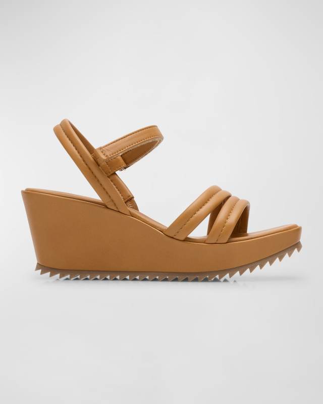 Fancy Leather Wedge Platform Sandals