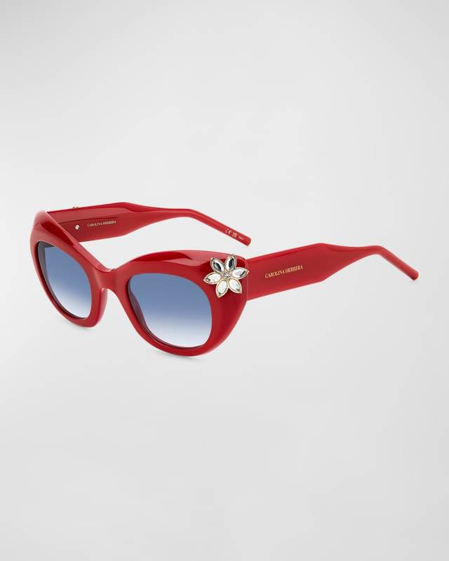 Diva Crystal Acetate Cat-Eye Sunglasses