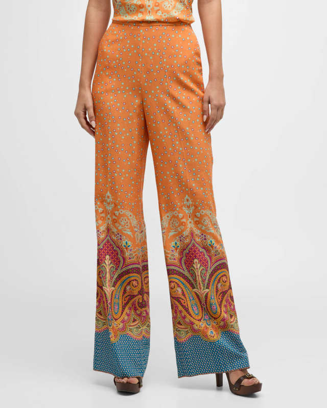 Engineer Degrade Paisley-Print Straight-Leg Pull-On Pants
