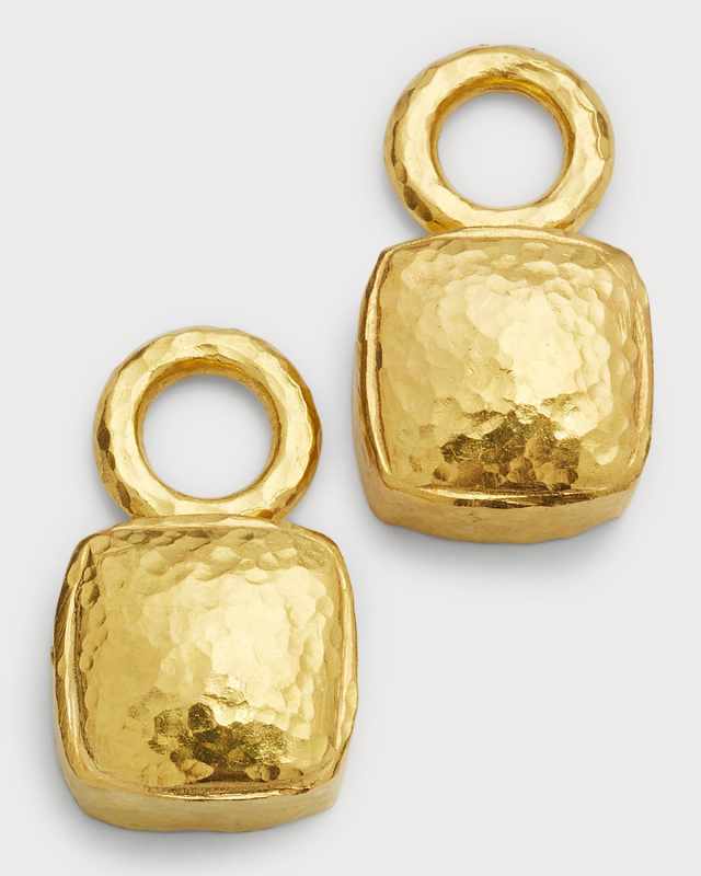 19k Yellow Gold Square Cushion Earrings Pe