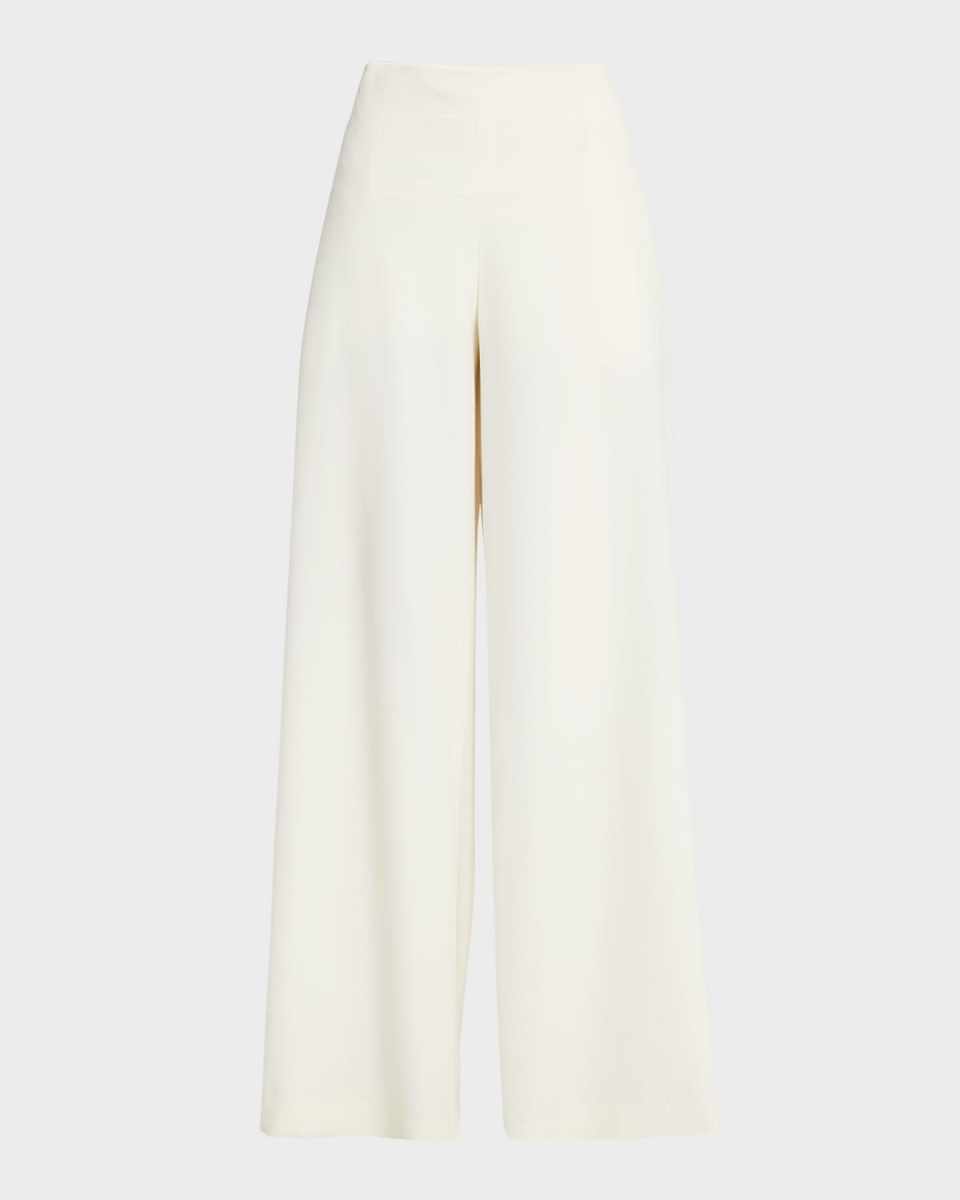 Dela Mid-Rise Wide-Leg Wool Crepe Pants