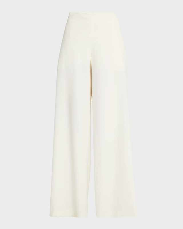 Dela Mid-Rise Wide-Leg Wool Crepe Pants