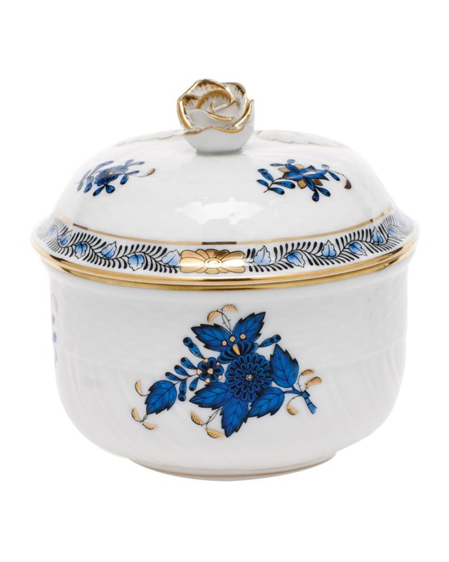 Chinese Bouquet Black Sapphire Sugar Bowl