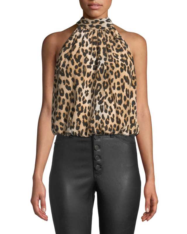 Maris Halter Tie-Neck Gathered Top