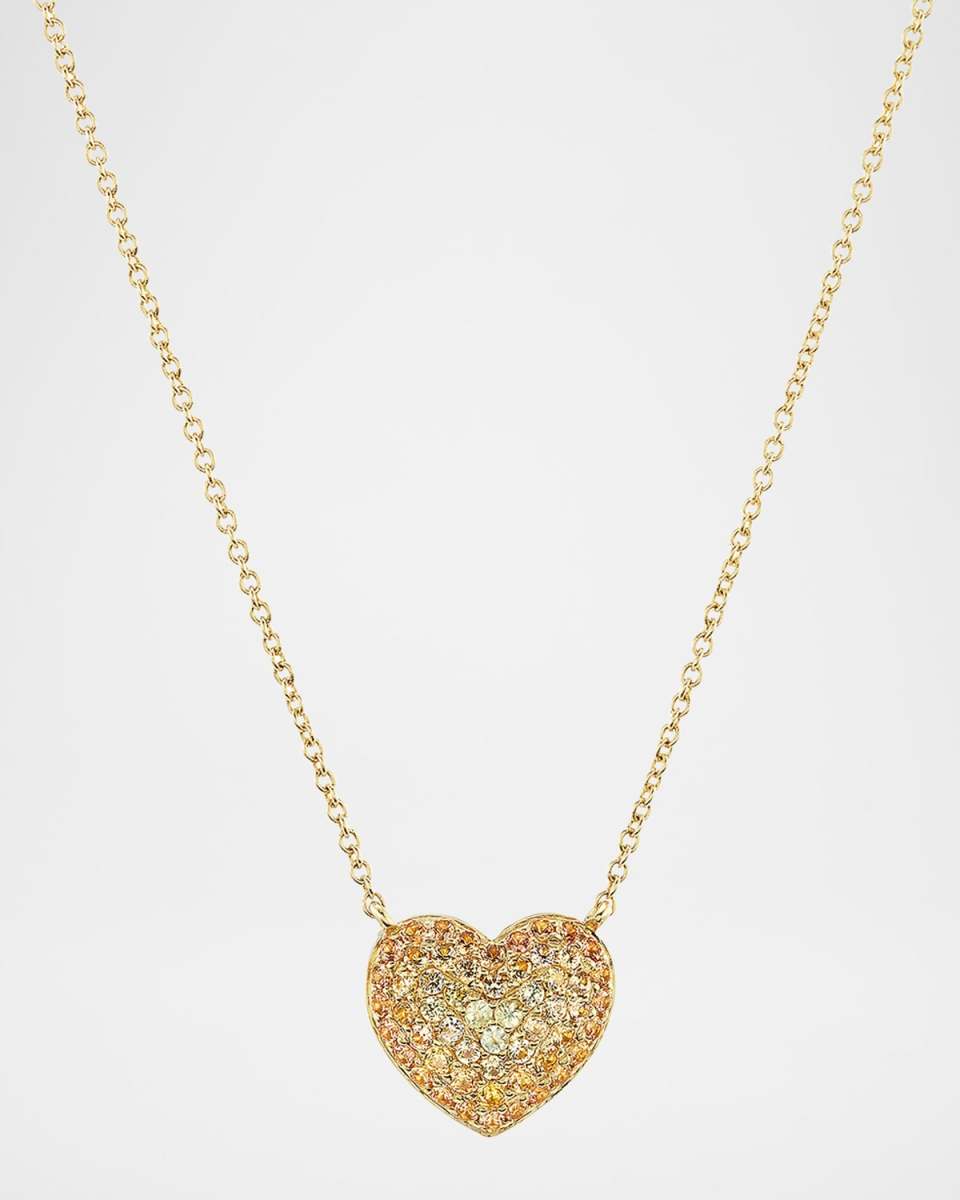 Lucy Ombré Heart Sapphire Necklace in 18K Yellow Gold, 16"