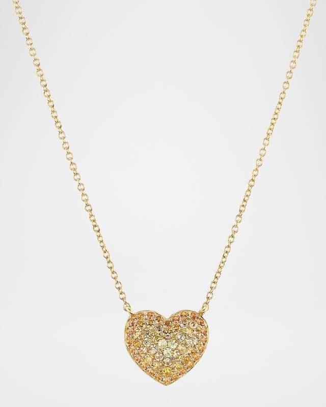 Lucy Ombré Heart Sapphire Necklace in 18K Yellow Gold, 16"