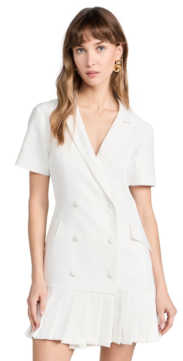 Amanda Uprichard Short Sleeve Mesha Dress Ivory