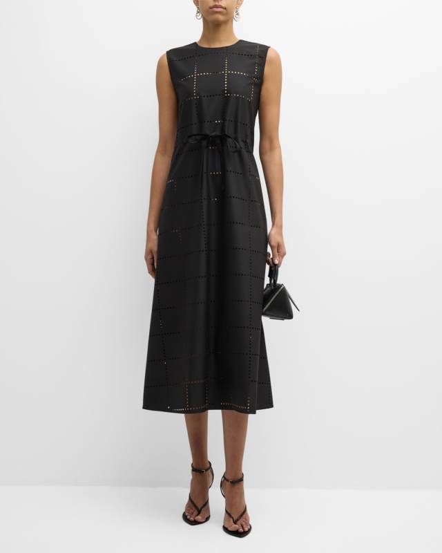 Fine Line Sleeveless Cutout Midi Dress