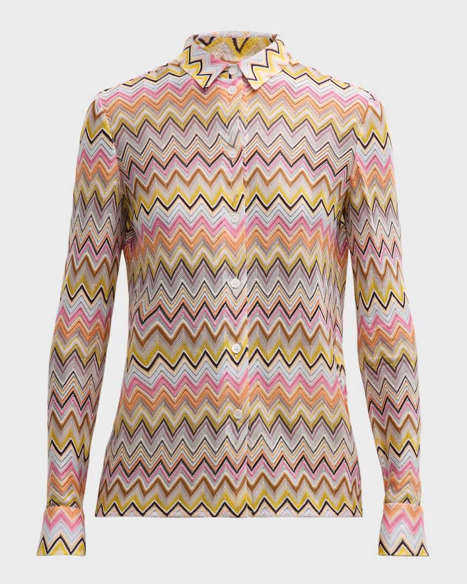 Chevron Long-Sleeve Button-Down Shirt