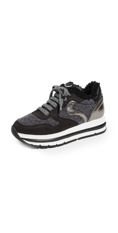 Voile Blanche Maran Shearling Platform Sneakers Black/Grey