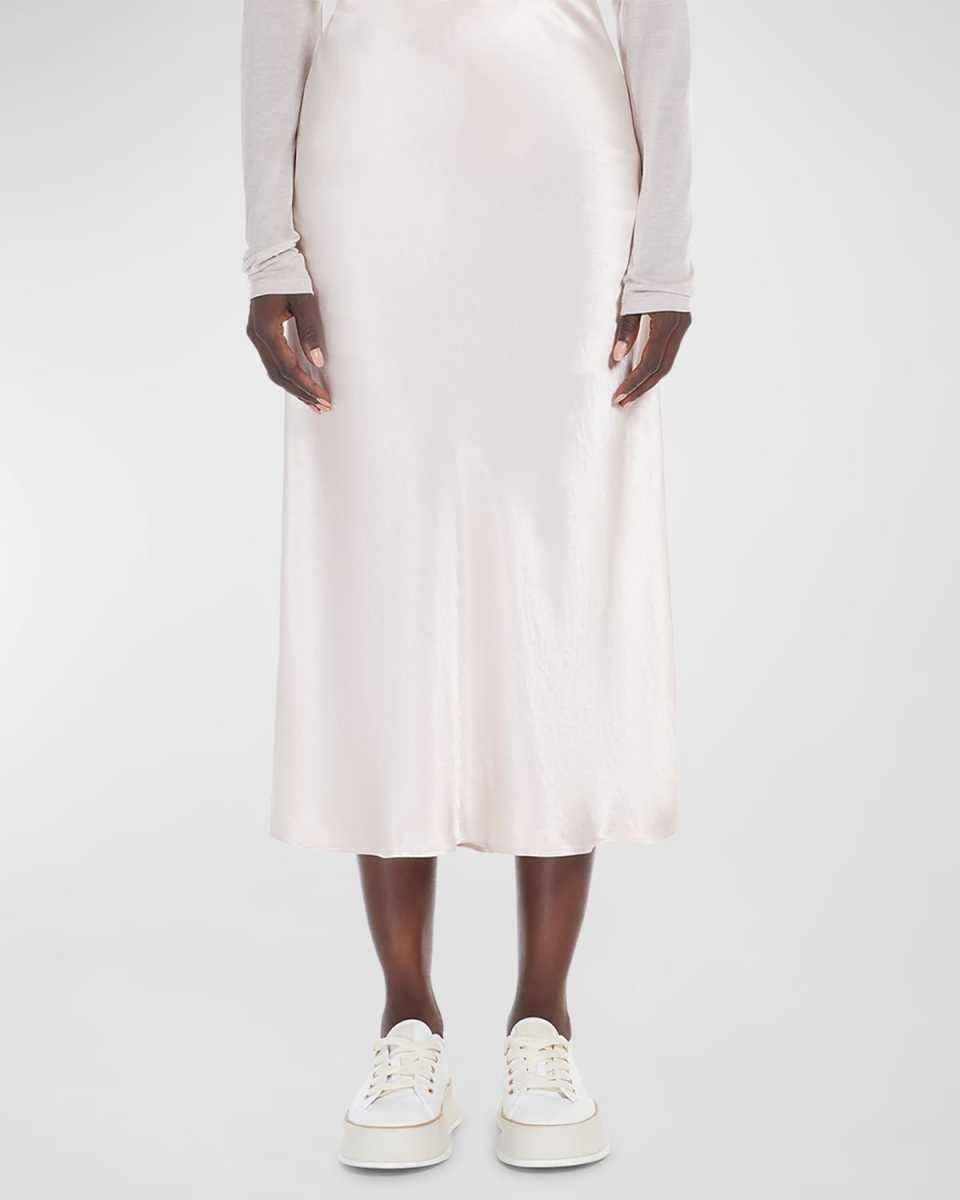 Alessio Straight Satin Midi Skirt
