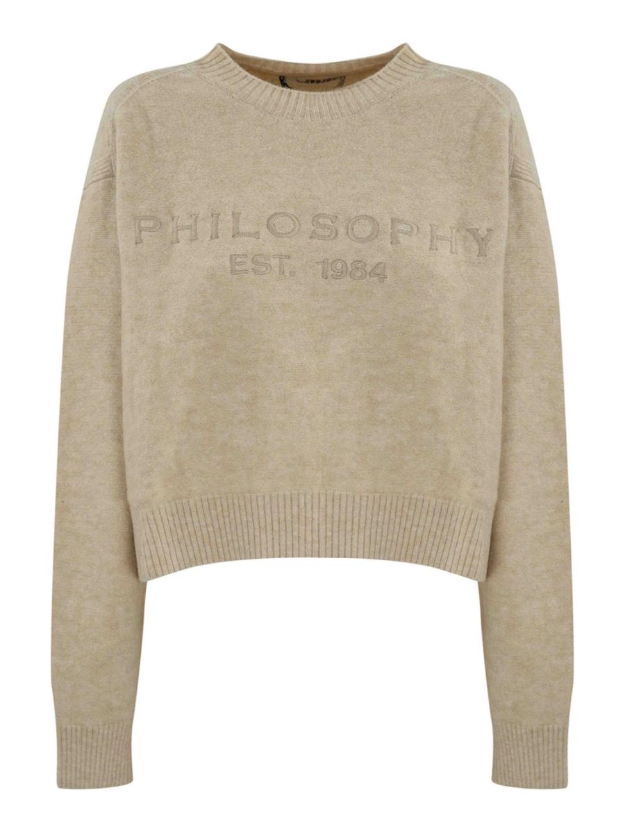 Philosophy di Lorenzo Serafini Pull Col Rond - Blanc