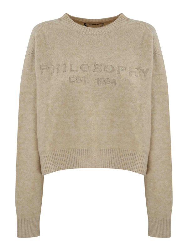 Philosophy di Lorenzo Serafini Pull Col Rond - Blanc
