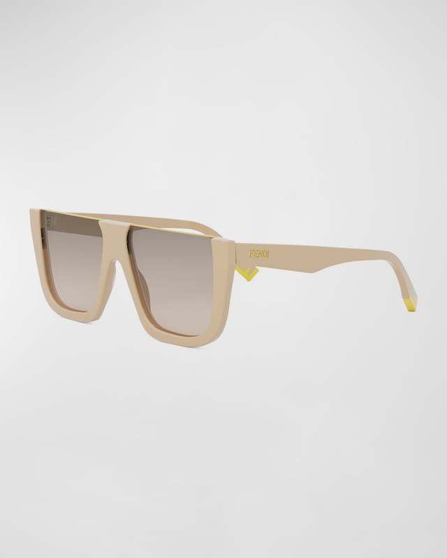 Flat-Top Logo Acetate Square Sunglasses
