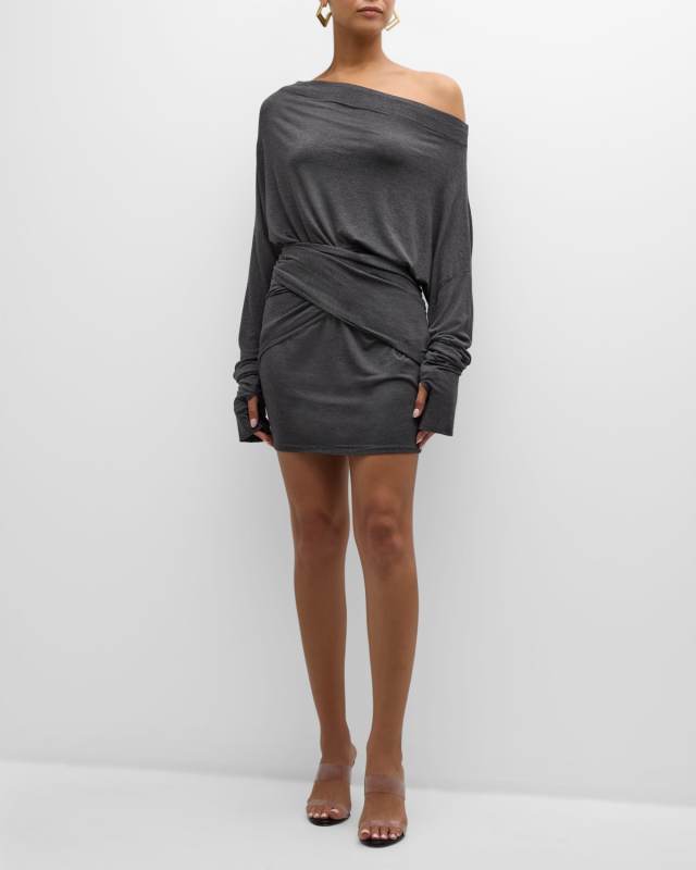 Four Sleeve All-In-One Wrap Mini Dress