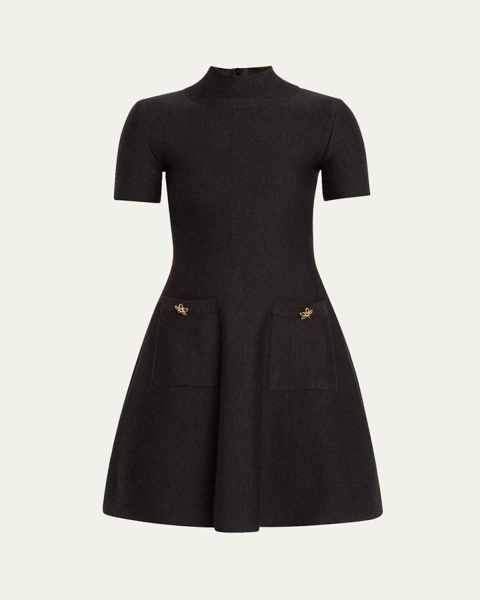 Knit Mini Dress with Jewel Detail