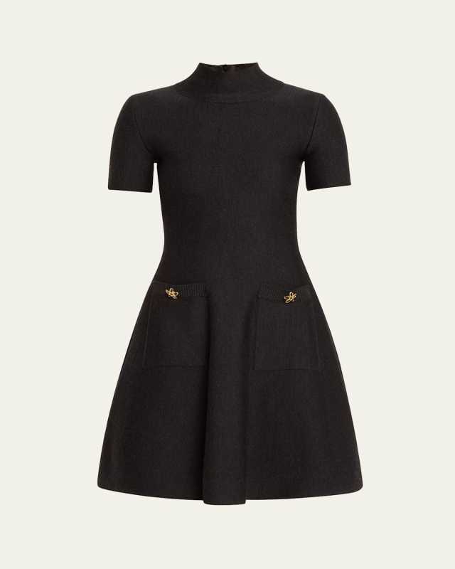 Knit Mini Dress with Jewel Detail