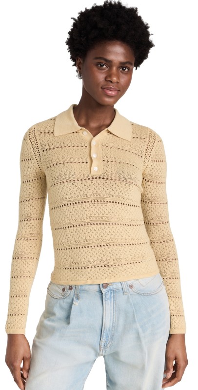 Sea Syble Pointelle Collared Sweater Yellow