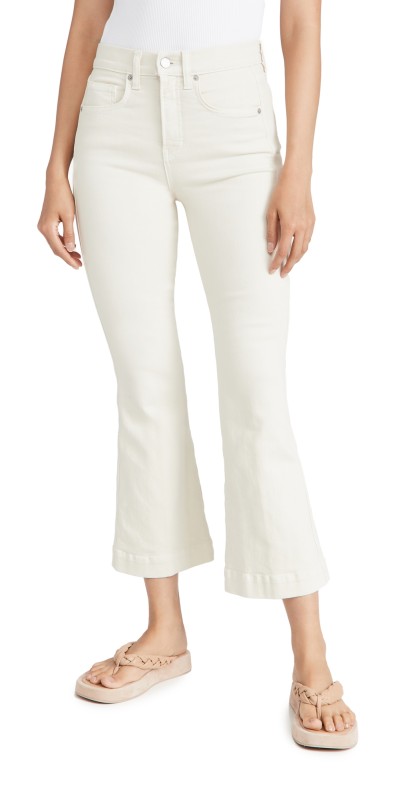 Veronica Beard Jean Carson High Rise Ankle Flare Jeans Ecru