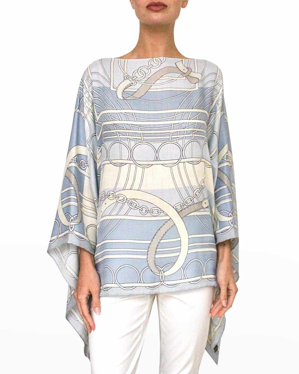 Printed Cashmere-Blend Scarf Poncho