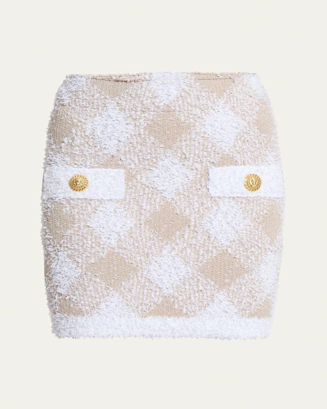 Vichy Check Tweed Mini Skirt