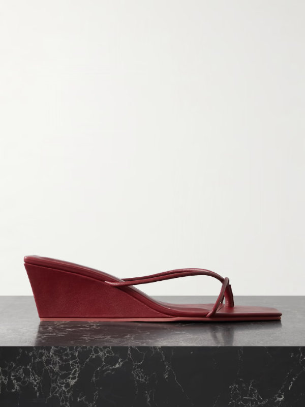 St. Agni Leather wedge sandals