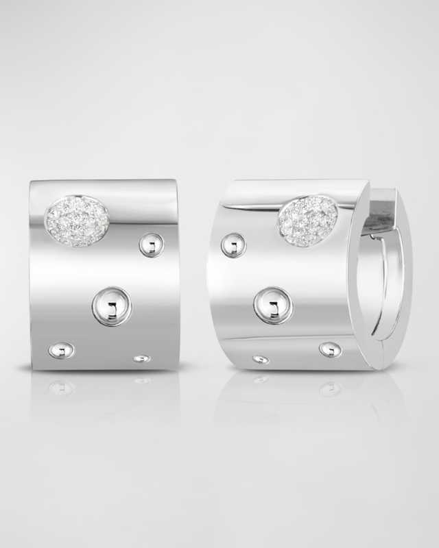 Pois Moi Luna 18K White Gold Huggie Hoop Earrings