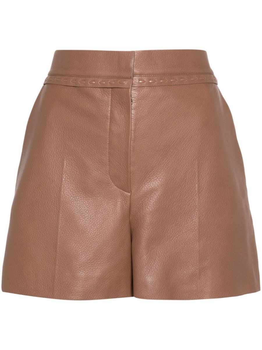 Selleria-stitching leather shorts